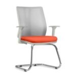 Cadeira Addit Fixa Cromada Laranja