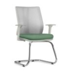 Cadeira Addit Fixa Diretor Cromada - Tecido Verde