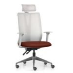 Cadeira Addit Alta Encosto de Cabeça com Base Alumínio - Tecido Vermelho