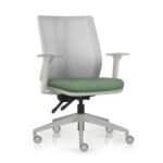 Cadeira Addit Base Piramidal em Nylon Acabamento Branco - Tecido Verde