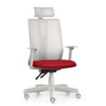 Cadeira Addit Alta Encosto de Cabeça Acabamento Preto - Tecido Vermelho