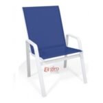 Cadeira Para Piscina Summer - Alumínio Branco, Tela Sling Azul Escuro | Empilhável