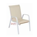 Cadeira Para Piscina Summer- Alumínio Branco, Tela Sling Bege Mesclado | Empilhável