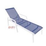 Espreguiçadeira Para Piscina Summer - Alumínio Branco, Tela Sling Azul Escuro | Empilhável