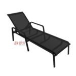 Espreguiçadeira Para Piscina Summer - Alumínio Preto, Tela Sling Preta | Empilhável