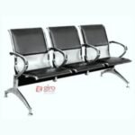 Longarina Aeroporto Charm 3 Lugares - Metálica Cromada | Estofada - Com Braço Intermediário