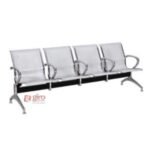 Longarina Aeroporto Charm 4 Lugares - Metálica Cromada | Sem Estofado - Com Braço Intermediário