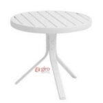 Mesa De Apoio Summer Em Alumínio Branco - Com Tampo De Alumínio Ripado