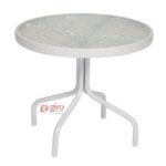 Mesa De Apoio Summer Em Alumínio Branco - Com Tampo De Vidro Jateado