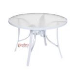 Mesa Summer - Estrutura Alumínio Branca | Tampo De Vidro Jateado